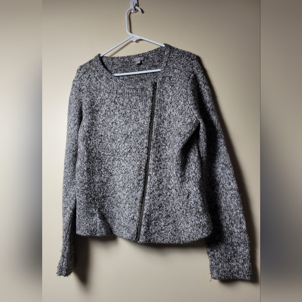 J. JILL Sweater Women's Brown Marled Asymmetrical Zip Cardigan Size Medium.